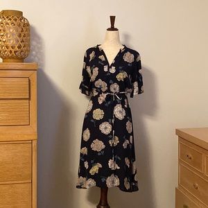 LOFT Navy Floral Dress